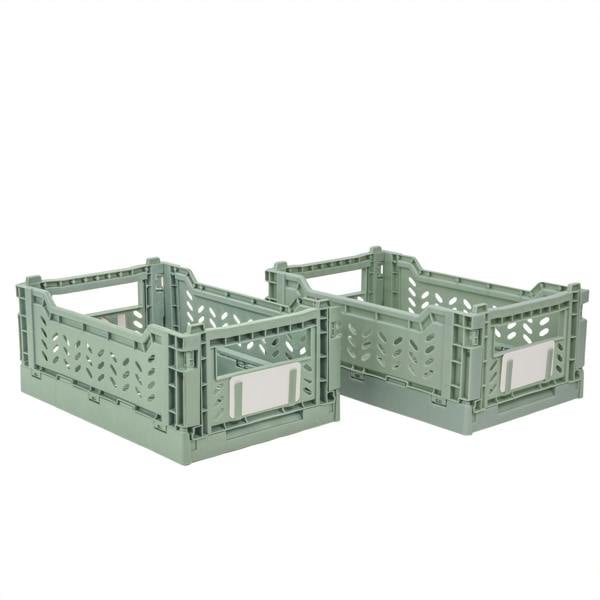 JVL STACKIT - Plastic Foldable Storage Crate - 4L - Green