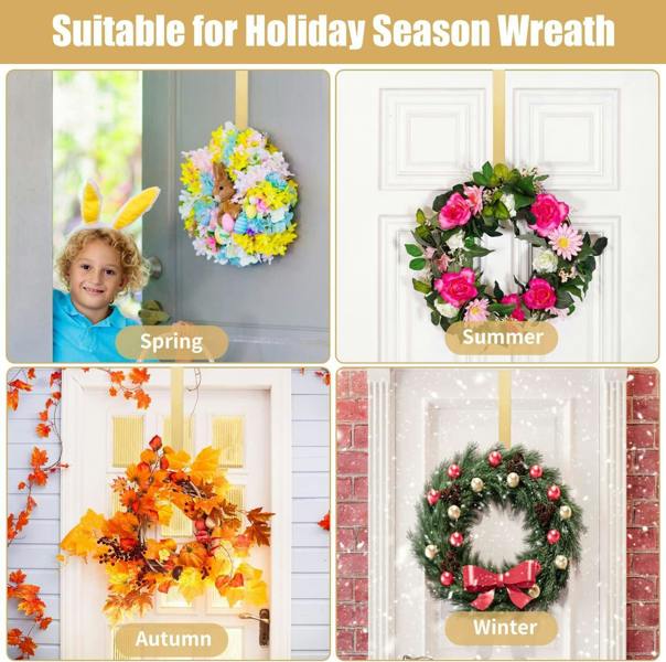 38cm Gold Metal Wreath Hanger for Doors, Slim Rust-Proof Hanging Hook for Home Decor image 9