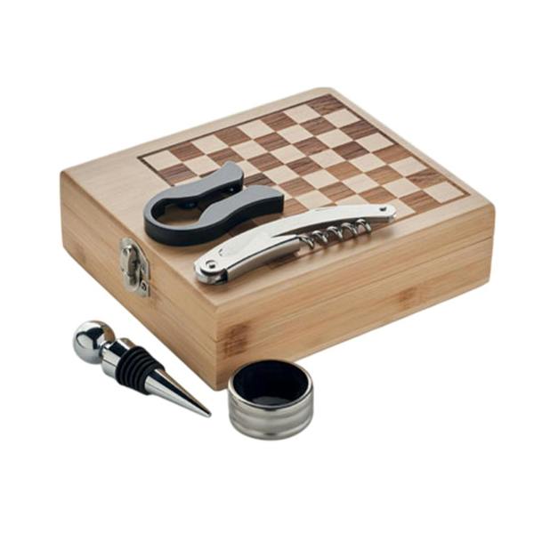 MidOcean Chesset Bamboo Chess Board & Wine Set - Wood - 