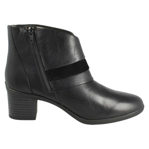 Clarks Ladies Clarks Block Heel Leather Ankle Boots Shaya Sky