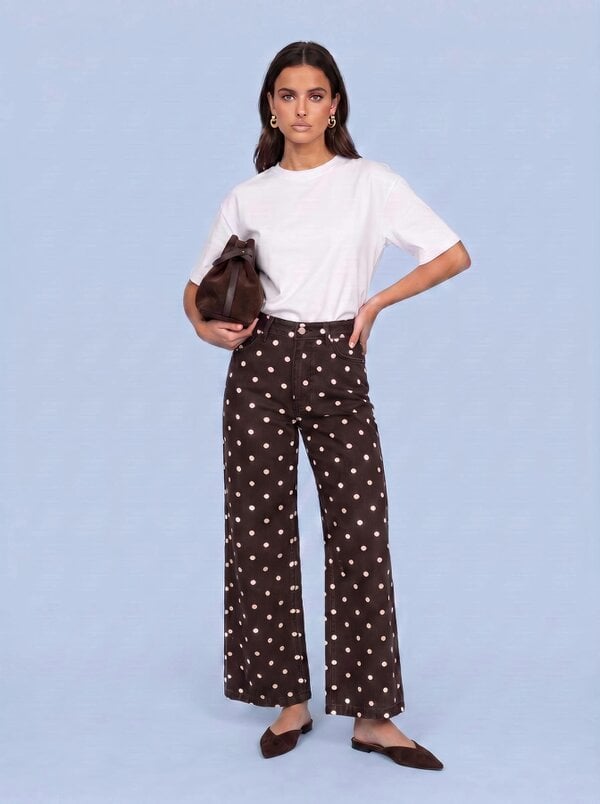 Urban Bliss Spot Wide Leg Jean Choclate