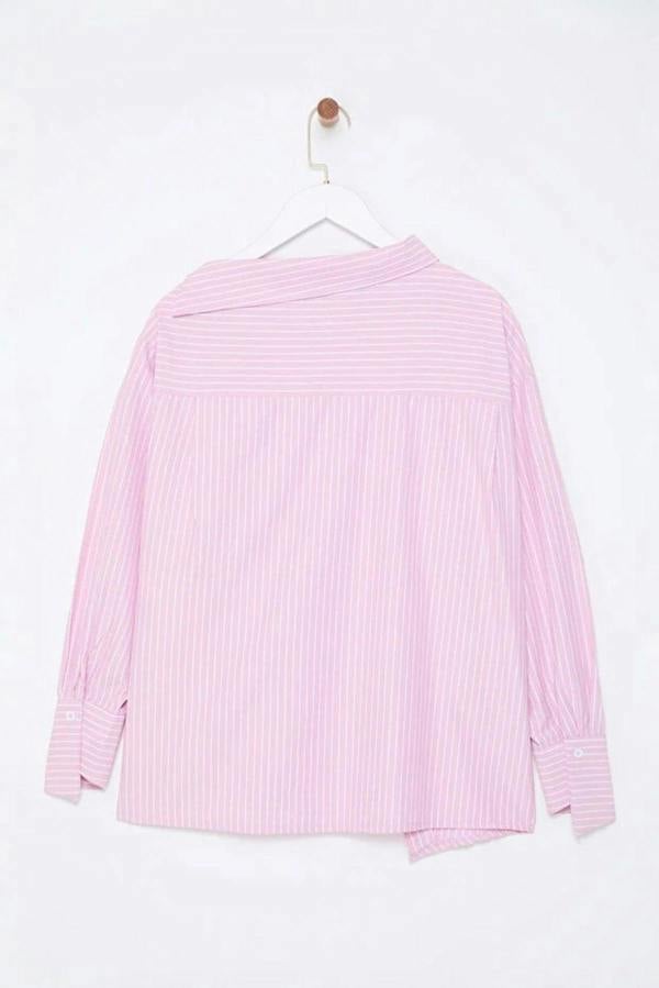 WOVCOR Striped Woven Shirt with Collar Detail