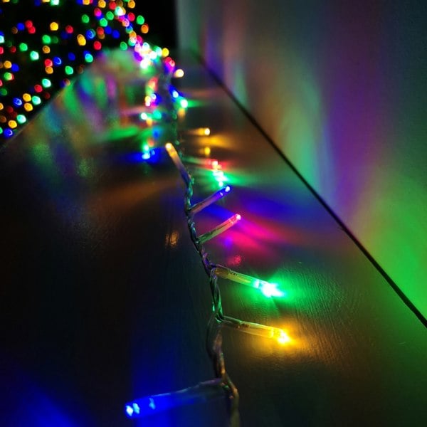 Samuel Alexander 1000 LED 25m Indoor Outdoor Christmas Multi Function Mains Operated String Lights with Timer in Multicoloured