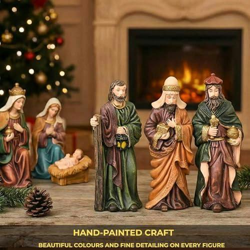 Wooden Nativity Figures and Background Display Set, Indoor Christmas Décor for Shelves and Mantels image 4