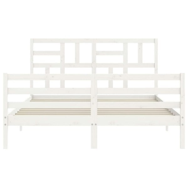 Berkfield Bed Frame with Headboard White King Size Solid Wood