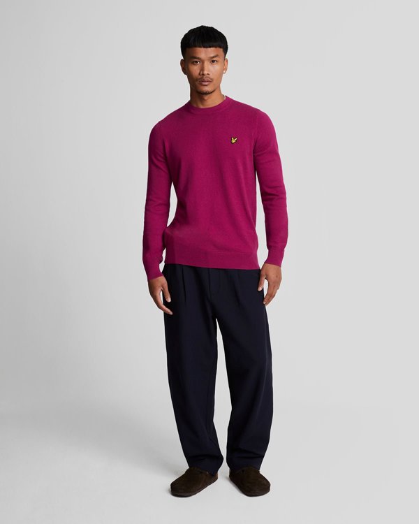 Lyle & Scott Cotton Merino Crew Neck Jumper Sweatshirt - Rich Burgundy