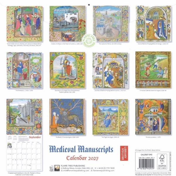 British Library, Medieval Manuscripts Calendar 2027, Wall Calendars, Month To View, History & Literature, Gift
