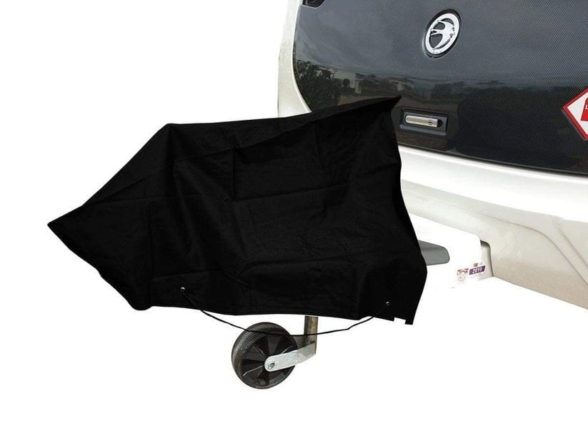 Image of the Caravan Hitch Cover by OLPRO fitted to a Caravan Hitch on a white background to illustrate how it looks when in use on a Caravan Hitch.