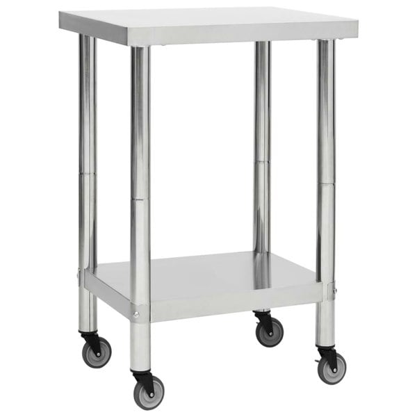 Berkfield Kitchen Work Table with Wheels 60x60x85 cm Stainless Steel