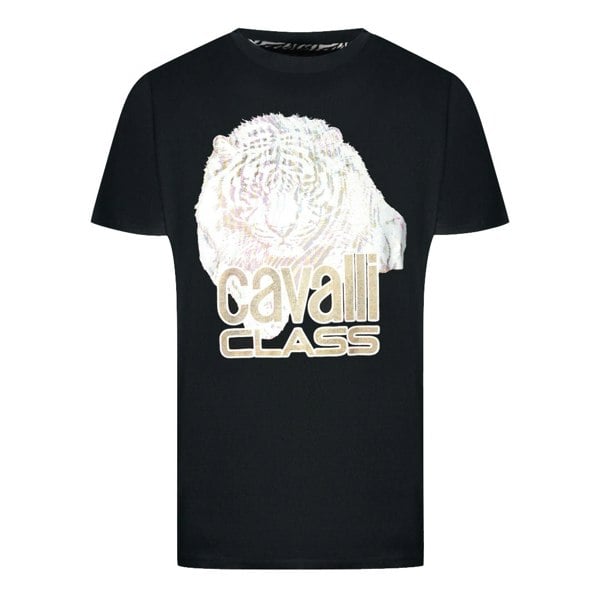 Cavalli Class Large Tiger Logo T-Shirt - Black