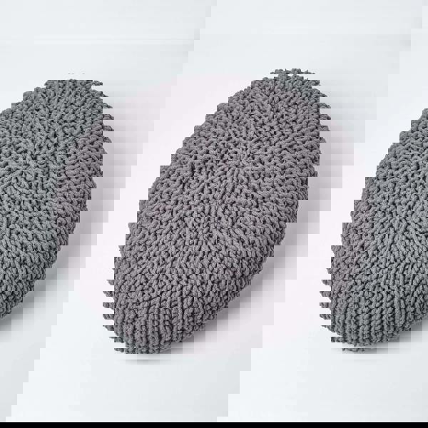 HOMESCAPES Large Round Cotton Knitted Pouffe Footstool