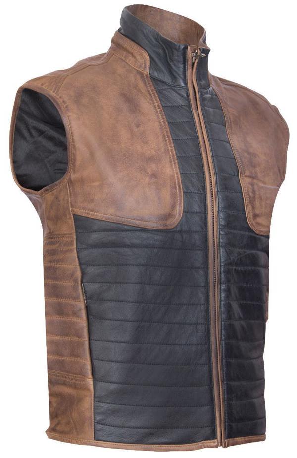 Infinity Leather Mens Black/Brown Leather Gilet-Sheffield