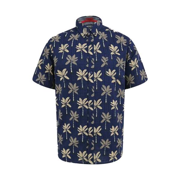 Duke Mens Davey D555 All-Over Print Jacquard Kingsize Shirt - Navy - 