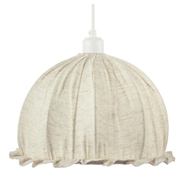 Linen Fabric Covered Ruffled Dome Shaped Ceiling Pendant Light Shade Image 4