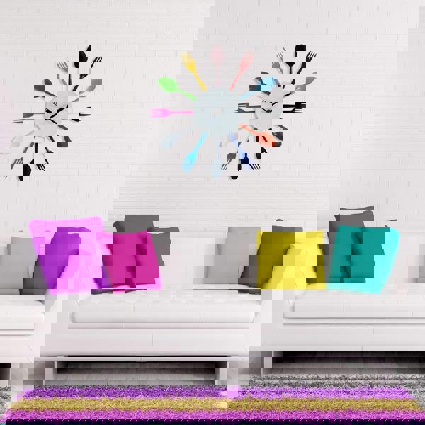 WALPLUS WC2044CU - Colourful Kitchen Cutlery Wall Clock