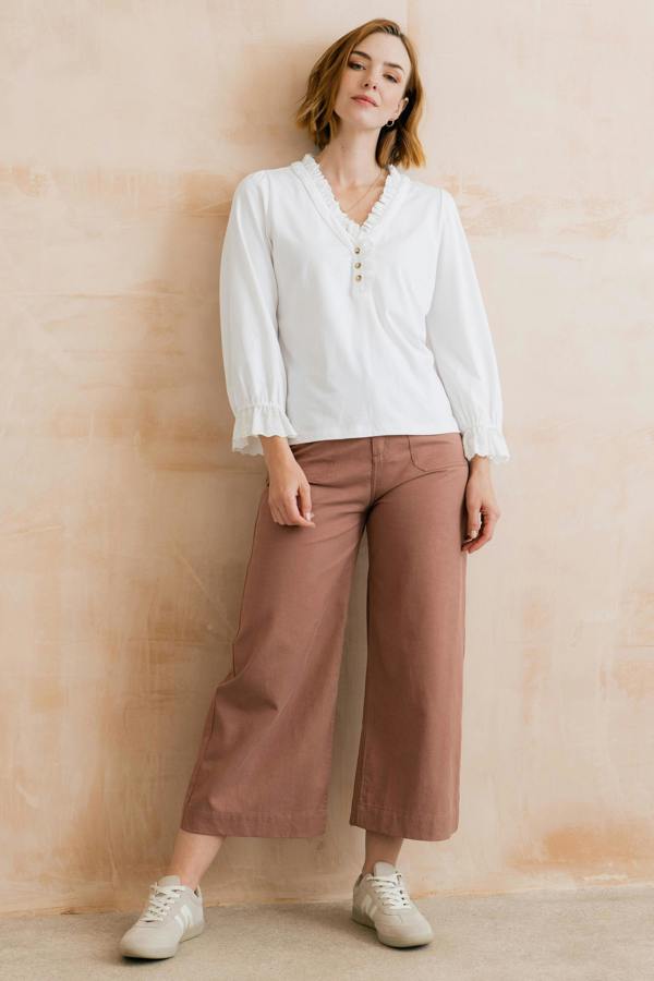 Lily & Me April Embroidered Trim Blouse White