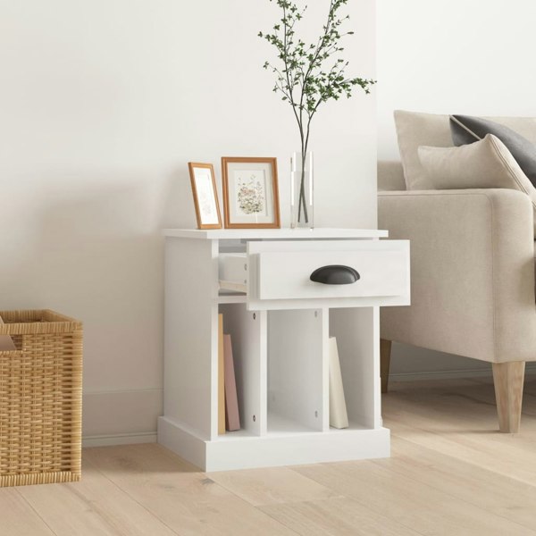 Berkfield Bedside Cabinet High Gloss White 43x36x50 cm