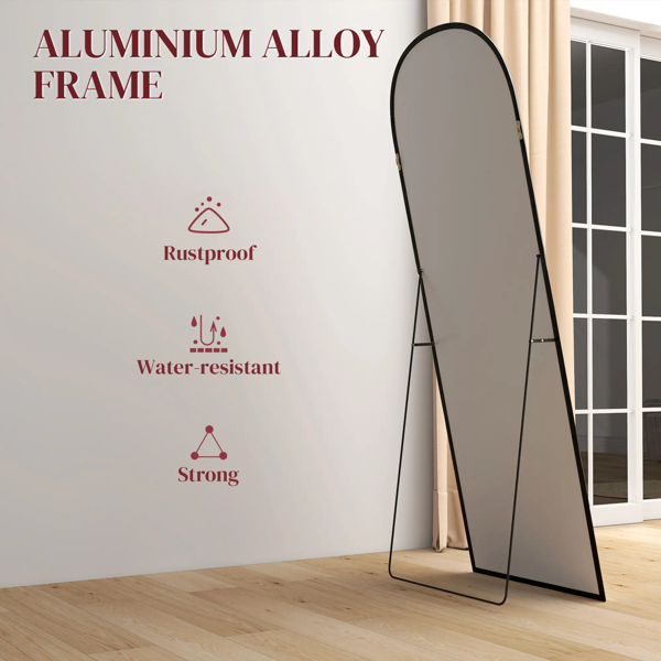 165cm Aluminium Frame Standing Mirror - Black