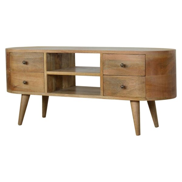 Wyld Haus Padua Round Natural Mango Wood Entertainment TV Unit 4 Drawers