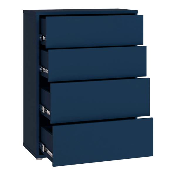 Alice Springs 4 Drawer Chest with Push-to-Open Drawers in Night Blue