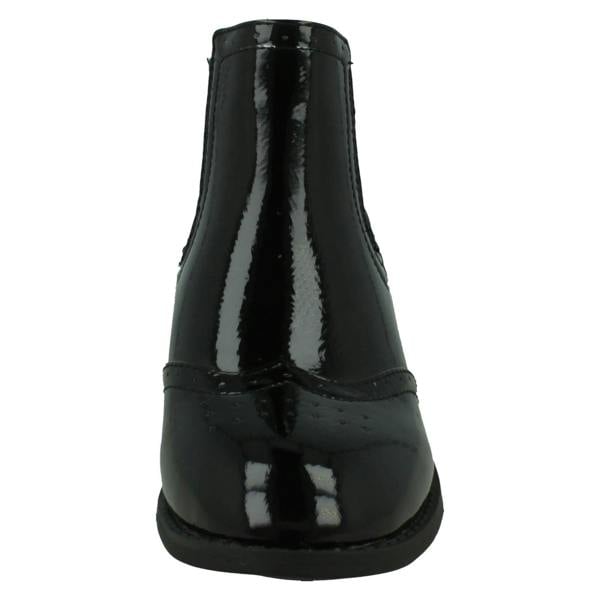Spot On Ladies Spot On Low Heel Crinkle Patent Ankle Boots F51203