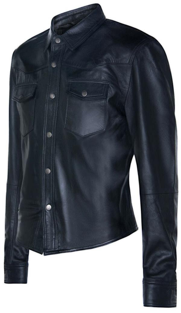 Infinity Leather Mens Retro Leather Shirt Jeans Jacket-Beijing