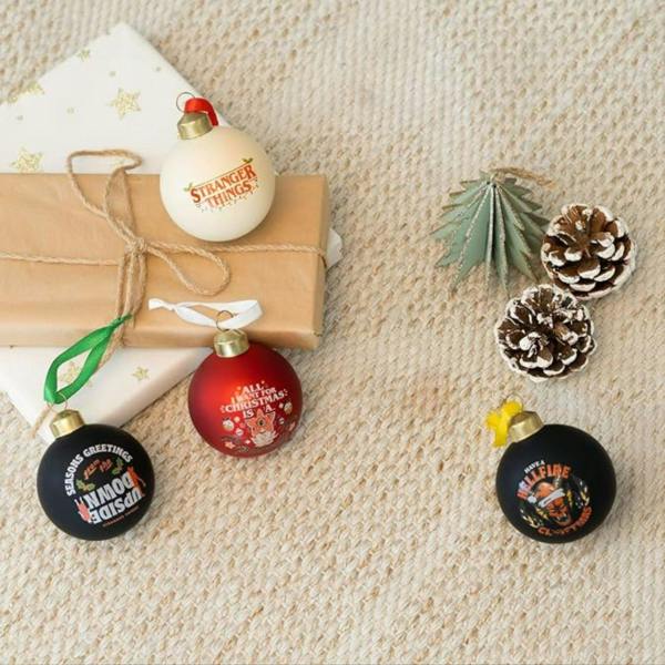 Grupo Eric Stranger Things Set of 4 Christmas Baubles Multi