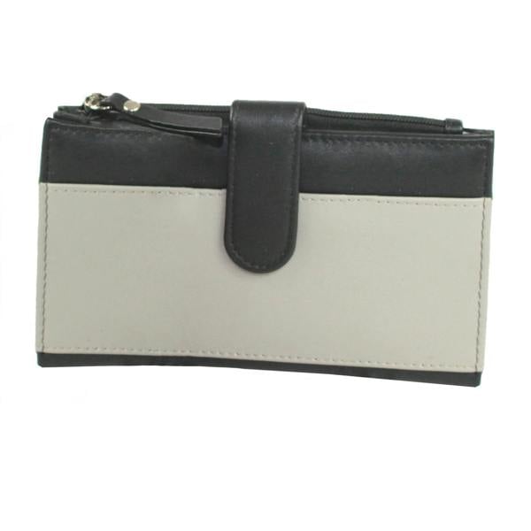 Eastern Counties Leather Womens Mae Leather Purse - Black/Light Grey
