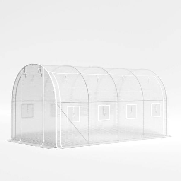 Living and Home Outdoor White Walk-in Tunnel Greenhouse with Steel Frame
