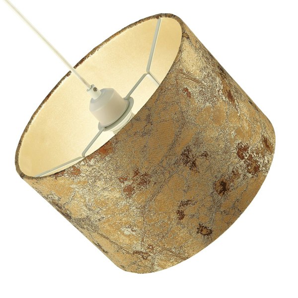Designer Textured Gold and Burnt Orange Jacquard Fabric Drum Lampshade Image 4