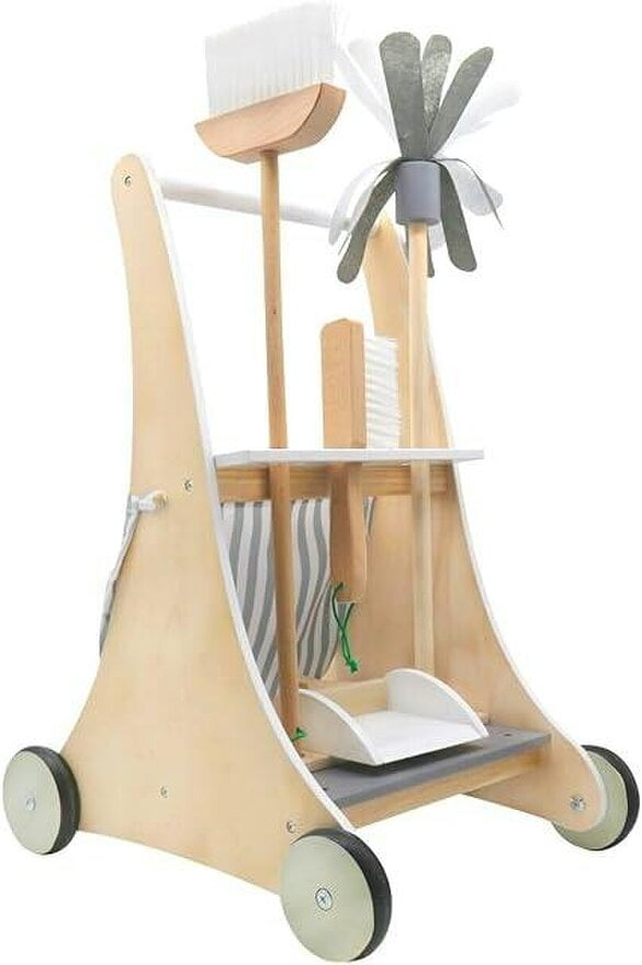 HYGRAD BUILT TO SURVIVE HYGRAD Kids Wooden Cleaning Set Toy Cart Kids Role Play Janitor Cleaning Set Household Pretend Play Childrens Toy Gift Ages 3+ - Design 1