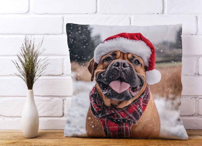 Warren Reed Snowy Christmas Bullmastiff Cushion