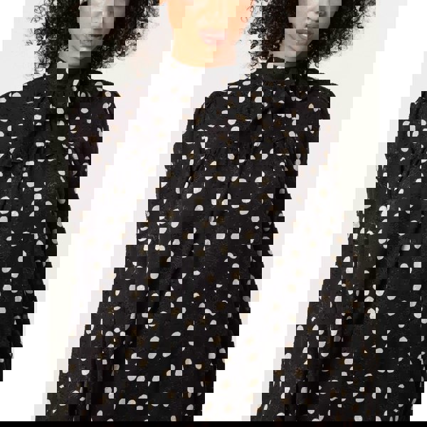 Blue Vanilla Polka Dot Tie Neck Smock Dress