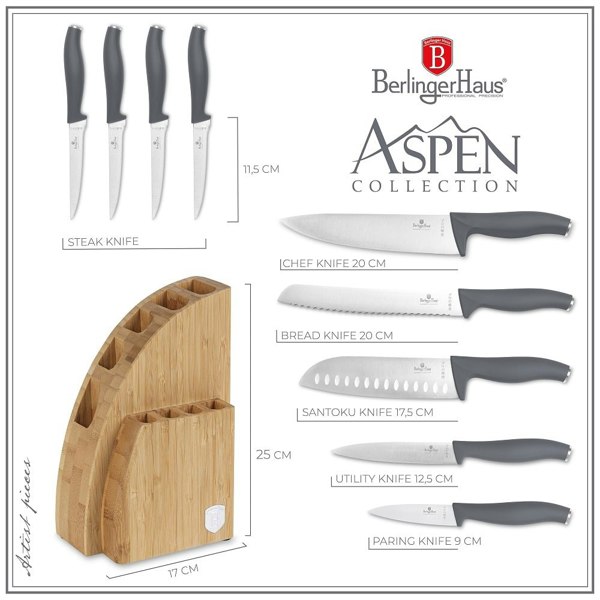 10 pcs knife set with BAMBOO stand Berlinger Haus BH2759