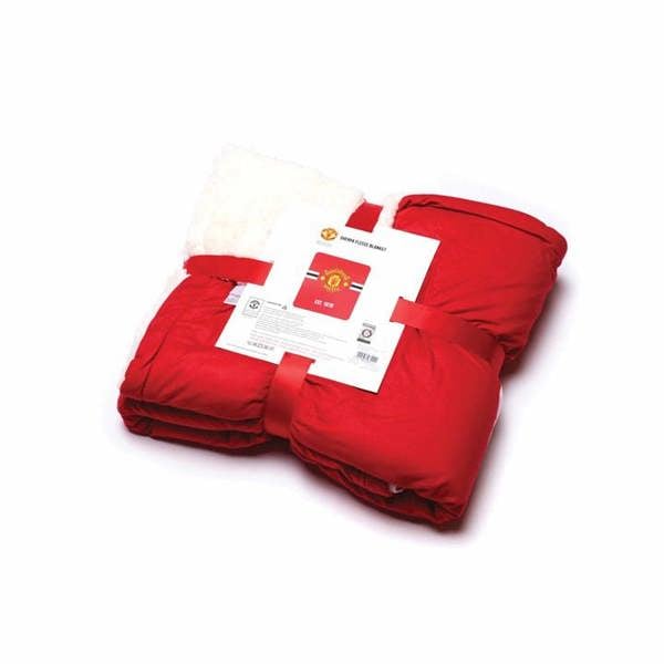 Manchester United FC Core Stripe Sherpa Fleece Blanket, Bedroom, Sports, Gift