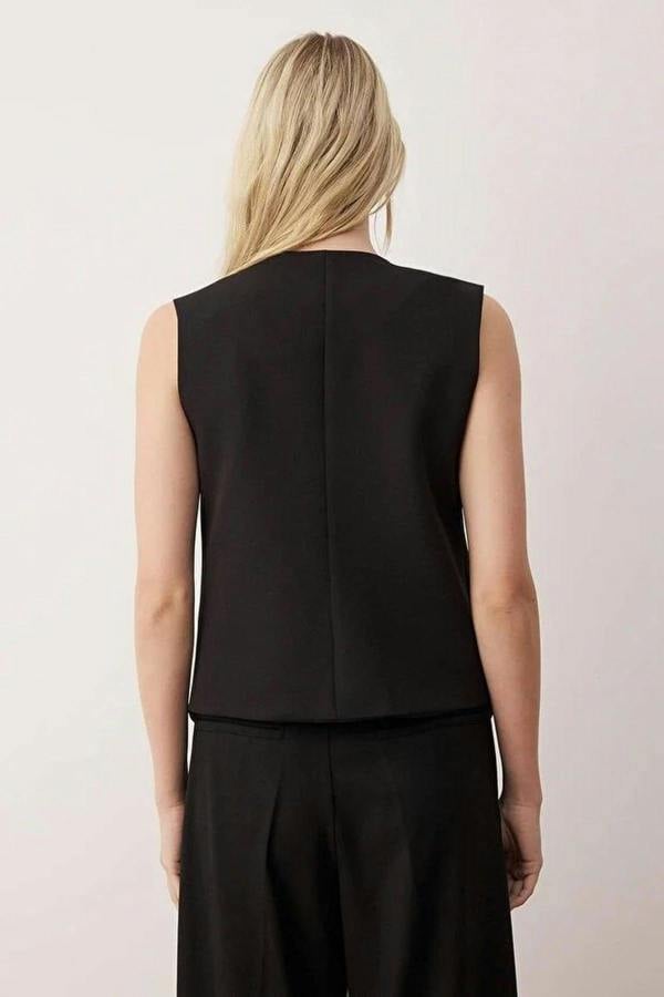 WOVCOR Woven Vest with Button Closure Detail