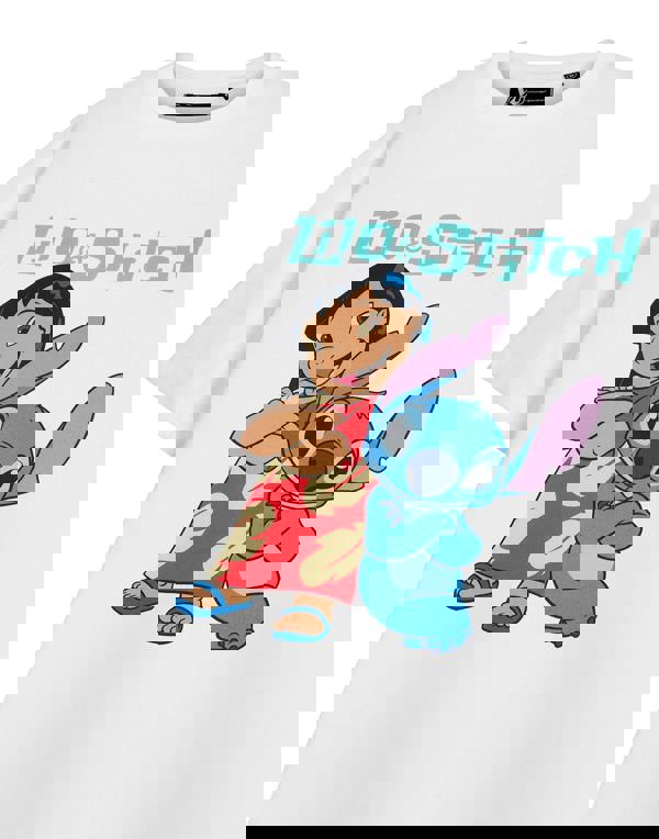 Disney Womens White Lilo & Stitch Adults Short Sleeved T-Shirt