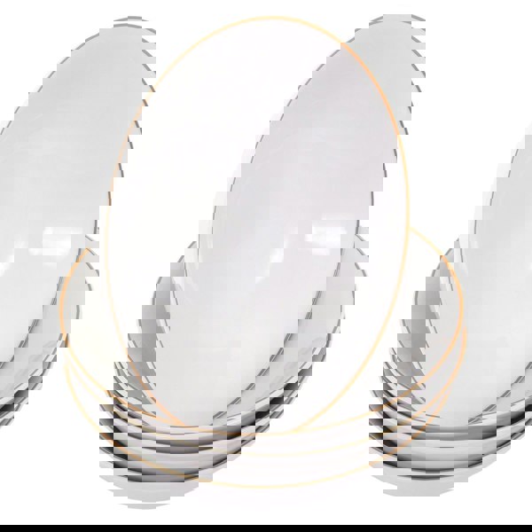 Set of 4 White Ceramic Dinner Bowls with Elegant Orange Rim - Durable & Stylish Image 2