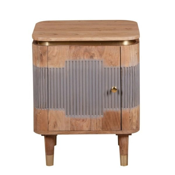 IH Design Alaina Acacia Wood Bedside Table