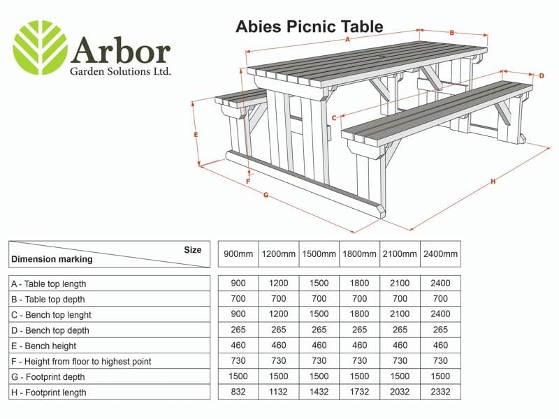 Abies Rounded Picnic Table and Benches Set - Rustic Finish Wooden Outdoor Dining Set for Gardens and Patios