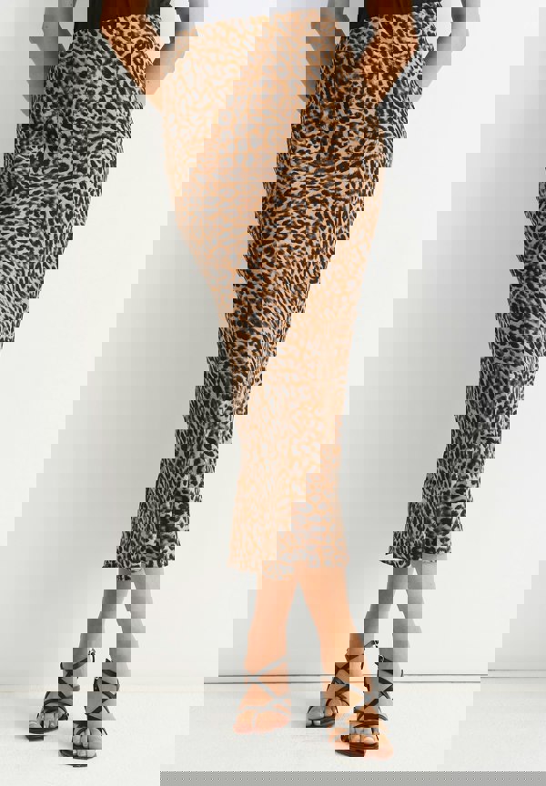 Gini London Brown Animal Print Midi Skirt