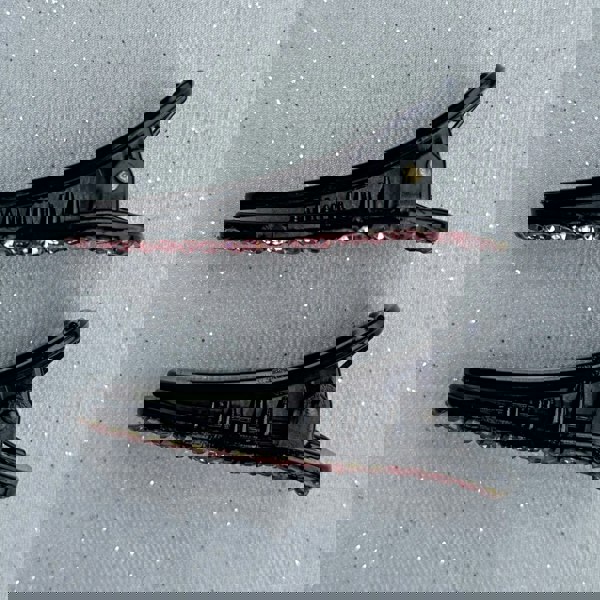 pink sparkly crystal hair clip, large hair clip, elegant crystal embellished hair accessory, vintage inspired pink hairpiece, decorative statement hair slide, glamorous large hair clip for women, feminine festive hair accessory
