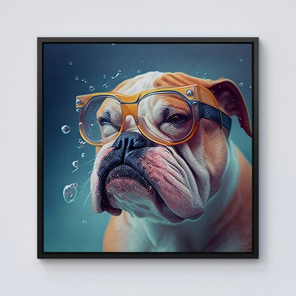 Warren Reed Bulldog Splash Art Framed Canvas