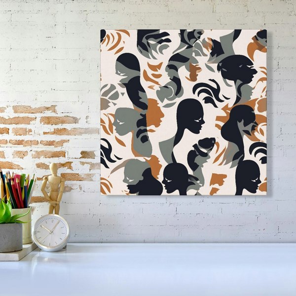 Warren Reed Abstract Grey Brown Silhouette Canvas