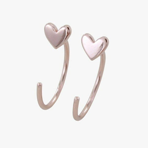 Crescent Heart Sterling Silver Hoop Earrings - Reeves & Reeves