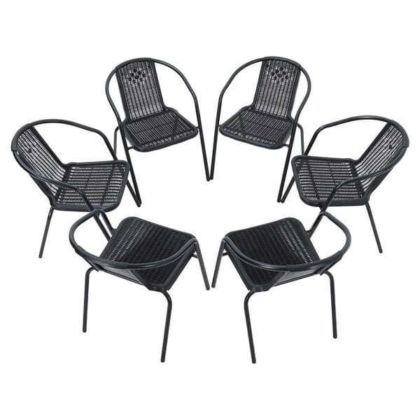 Set of 6 Stacking Patio Dining Side Chairs for All Weather Outdoor Bistro Garden Patio Side Chair Living and Home