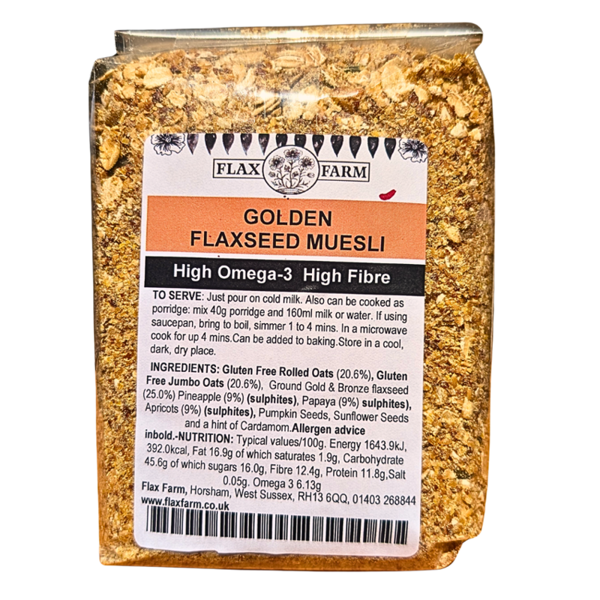 Golden Flaxseed Muesli 600g packet back
