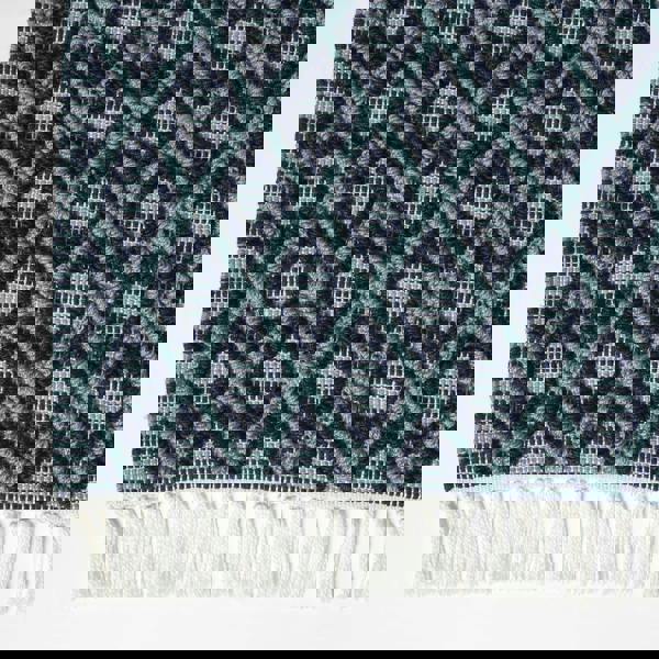 HOMESCAPES Tula Handwoven Teal & Navy Textured Rug