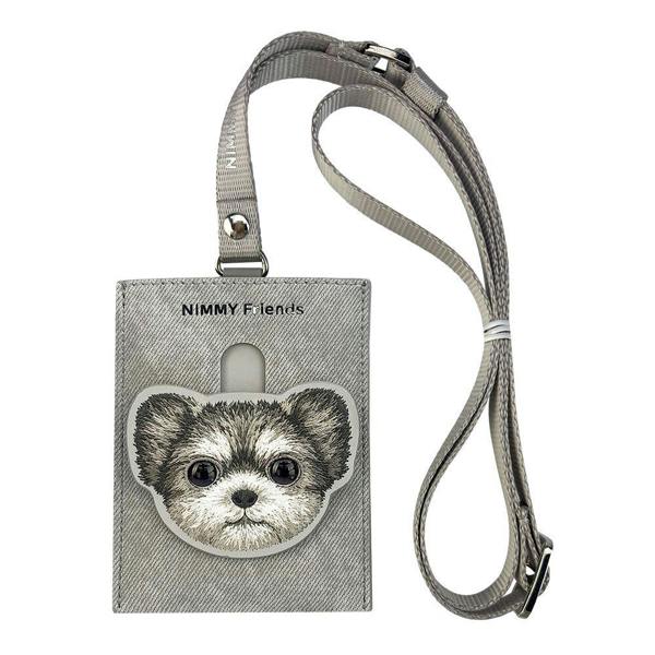 Nimmy Friends Nimmy Big Eye Cute Pet Yorkie Dog Face Card Sleeve Holder Grey - N-XDY-KT-027