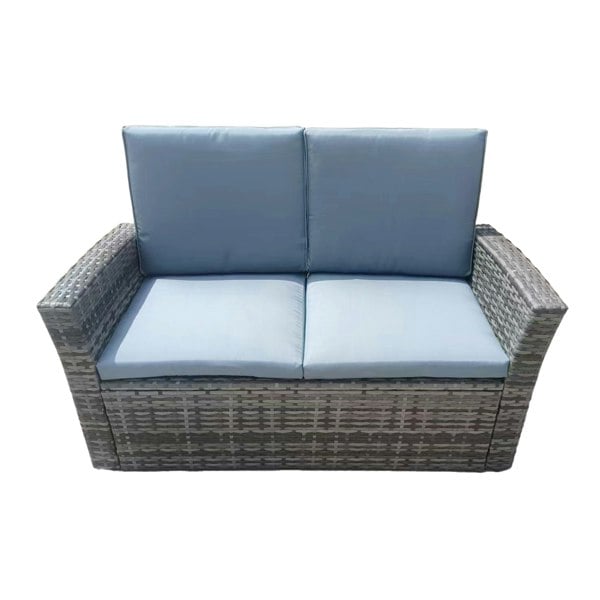 Furniture One 4 Piece Rattan Garden Furniture Set, Patio Wicker Dining Table Sets with Tempered Glass Top Table